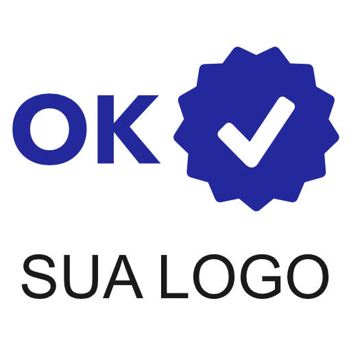 Exemplo de figurinha para WhatsApp: selo OK de verificado com sua logo