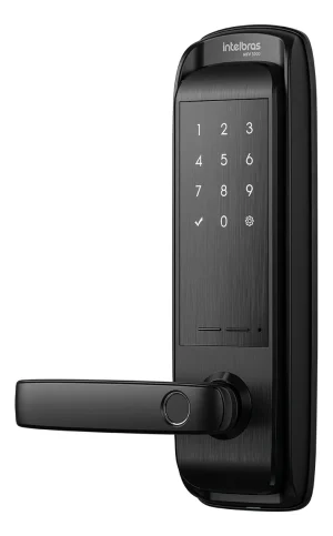 Fechadura Smart Inteligente De Embutir com Maçaneta Mfv 3000 Preta Intelbras Cor Preto